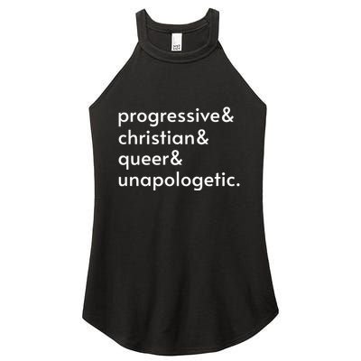 Progressive And Christian And Queer And Unapologetic Women's Perfect Tri Rocker Tank