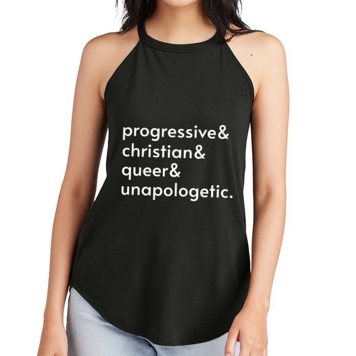 Progressive And Christian And Queer And Unapologetic Women's Perfect Tri Rocker Tank