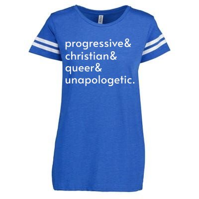 Progressive And Christian And Queer And Unapologetic Enza Ladies Jersey Football T-Shirt