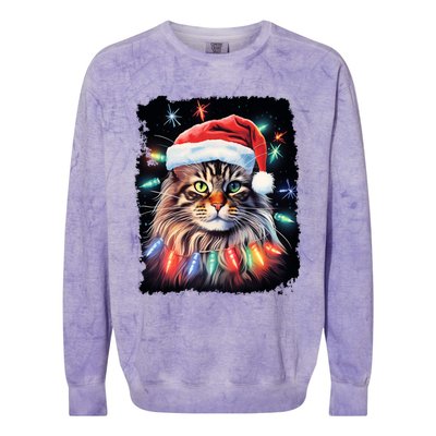 Pop Art Christmas Decoration Maine Coon Cat Gift Colorblast Crewneck Sweatshirt