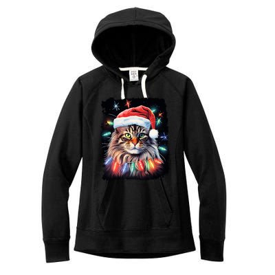 Pop Art Christmas Decoration Maine Coon Cat Gift Women's Fleece Hoodie