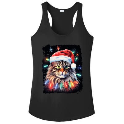 Pop Art Christmas Decoration Maine Coon Cat Gift Ladies PosiCharge Competitor Racerback Tank