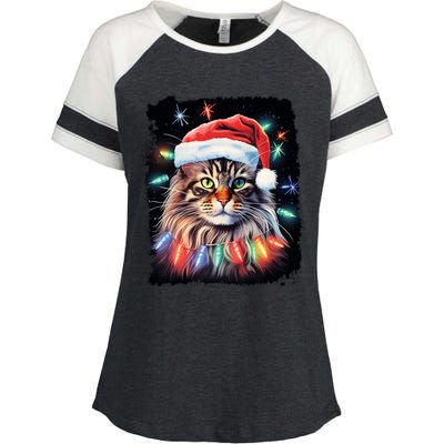 Pop Art Christmas Decoration Maine Coon Cat Gift Enza Ladies Jersey Colorblock Tee