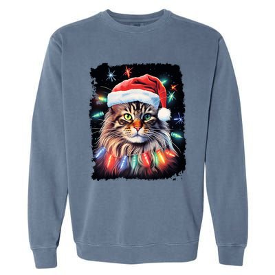 Pop Art Christmas Decoration Maine Coon Cat Gift Garment-Dyed Sweatshirt