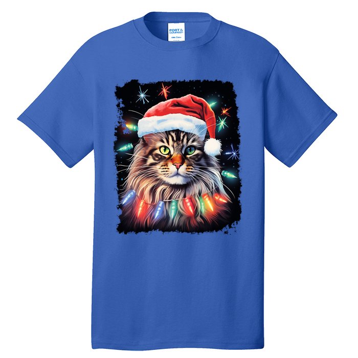 Pop Art Christmas Decoration Maine Coon Cat Gift Tall T-Shirt