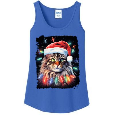 Pop Art Christmas Decoration Maine Coon Cat Gift Ladies Essential Tank