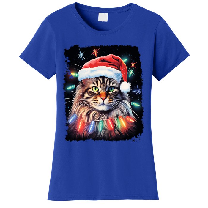 Pop Art Christmas Decoration Maine Coon Cat Gift Women's T-Shirt