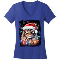 Pop Art Christmas Decoration Maine Coon Cat Gift Women's V-Neck T-Shirt