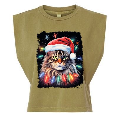 Pop Art Christmas Decoration Maine Coon Cat Gift Garment-Dyed Women's Muscle Tee