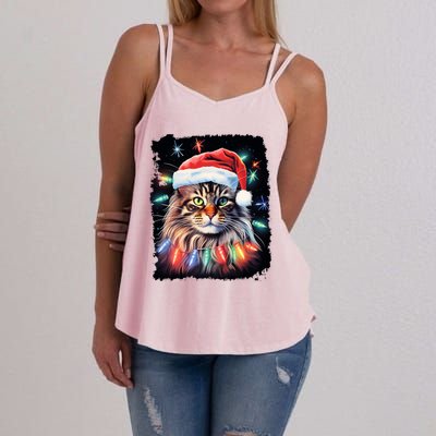 Pop Art Christmas Decoration Maine Coon Cat Gift Women's Strappy Tank