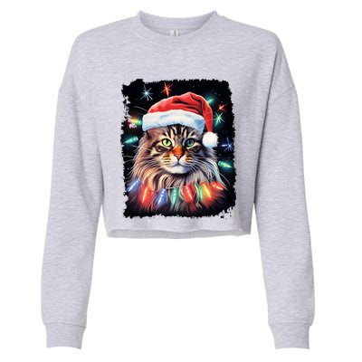 Pop Art Christmas Decoration Maine Coon Cat Gift Cropped Pullover Crew