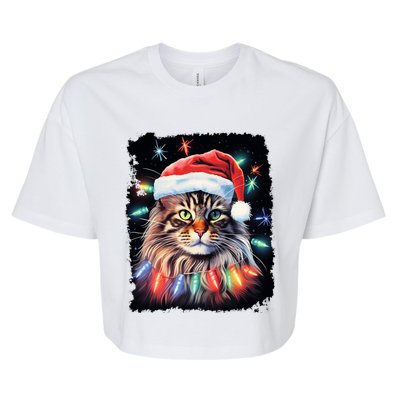 Pop Art Christmas Decoration Maine Coon Cat Gift Bella+Canvas Jersey Crop Tee