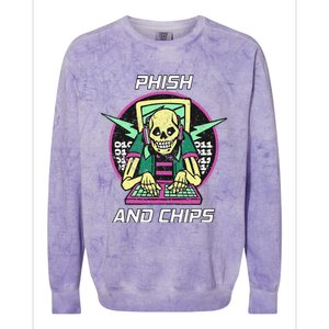 P.H.I.S.H And Chips Funny Hacker Colorblast Crewneck Sweatshirt