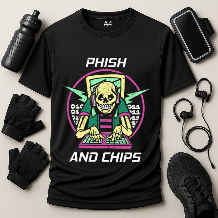 P.H.I.S.H And Chips Funny Hacker Cooling Performance Crew T-Shirt