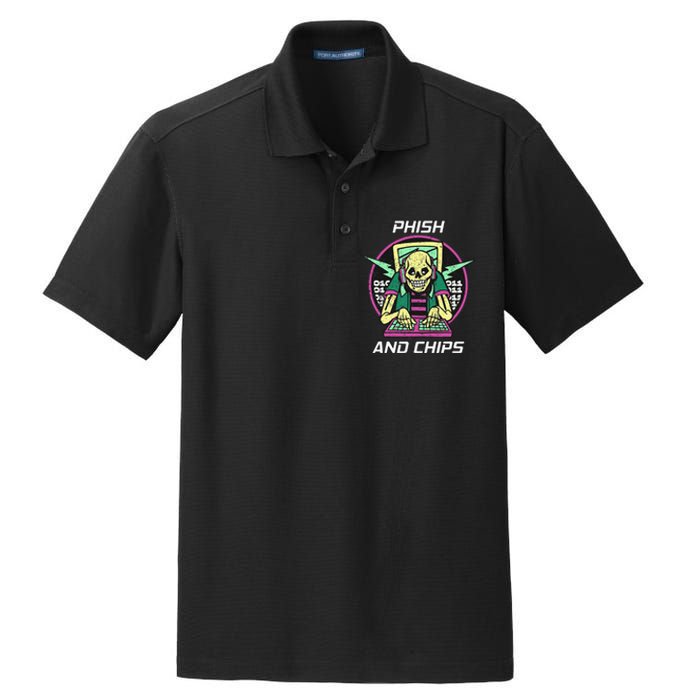 P.H.I.S.H And Chips Funny Hacker Dry Zone Grid Polo