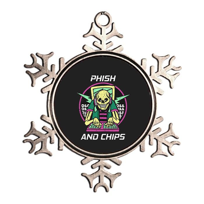 P.H.I.S.H And Chips Funny Hacker Metallic Star Ornament