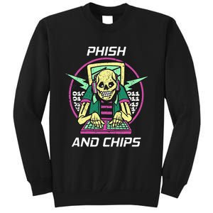 P.H.I.S.H And Chips Funny Hacker Tall Sweatshirt