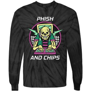 P.H.I.S.H And Chips Funny Hacker Tie-Dye Long Sleeve Shirt