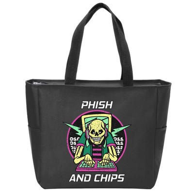 P.H.I.S.H And Chips Funny Hacker Zip Tote Bag
