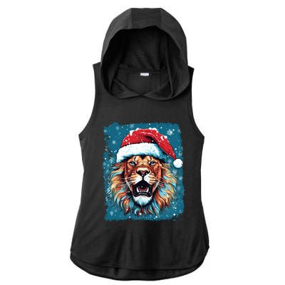 Pop Art Christmas Lights Lion Gift Ladies PosiCharge Tri-Blend Wicking Draft Hoodie Tank