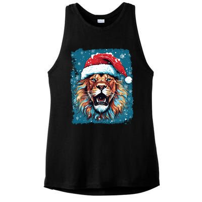 Pop Art Christmas Lights Lion Gift Ladies PosiCharge Tri-Blend Wicking Tank