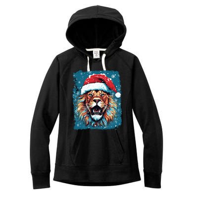 Pop Art Christmas Lights Lion Gift Women's Fleece Hoodie