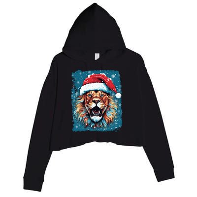 Pop Art Christmas Lights Lion Gift Crop Fleece Hoodie