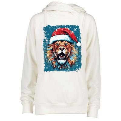 Pop Art Christmas Lights Lion Gift Womens Funnel Neck Pullover Hood