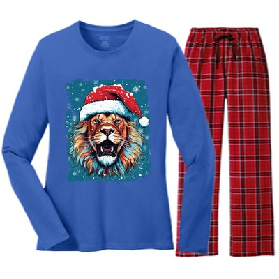 Pop Art Christmas Lights Lion Gift Women's Long Sleeve Flannel Pajama Set 