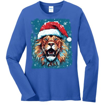 Pop Art Christmas Lights Lion Gift Ladies Long Sleeve Shirt