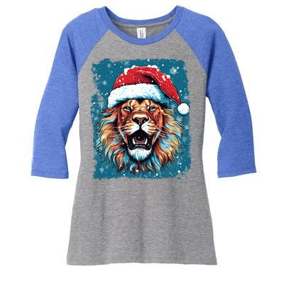 Pop Art Christmas Lights Lion Gift Women's Tri-Blend 3/4-Sleeve Raglan Shirt