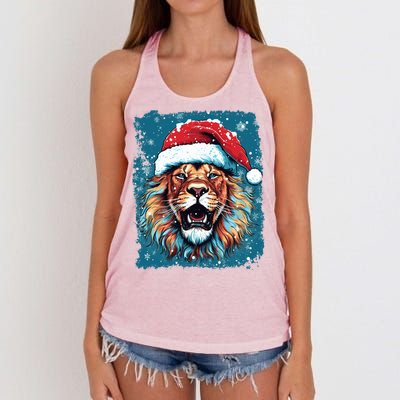 Pop Art Christmas Lights Lion Gift Women's Knotted Racerback Tank