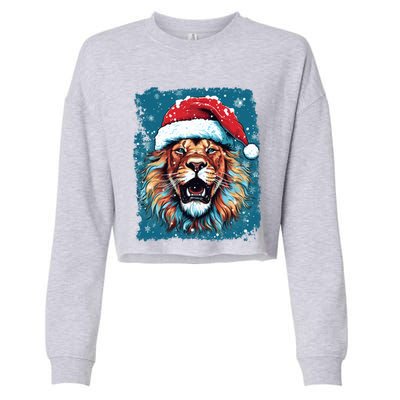 Pop Art Christmas Lights Lion Gift Cropped Pullover Crew