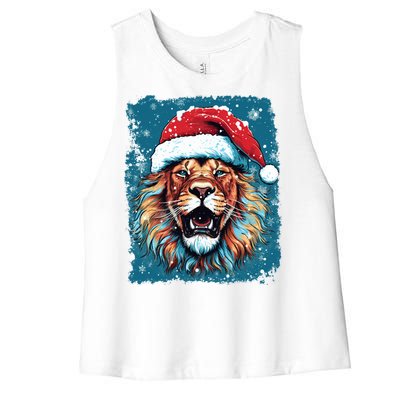 Pop Art Christmas Lights Lion Gift Women's Racerback Cropped Tank