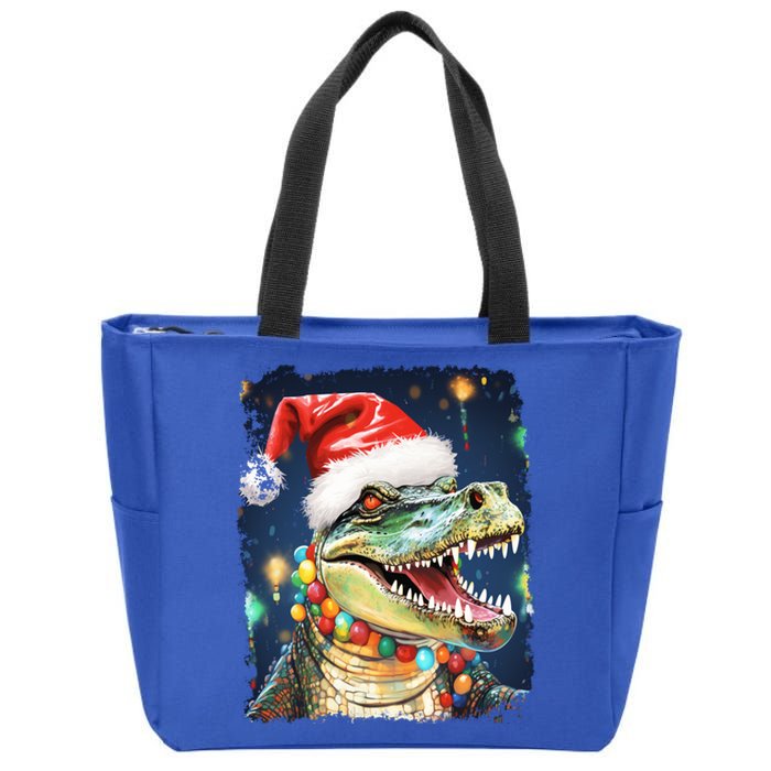 Pop Art Colorful Animal Christmas Alligator Crocodile Cool Gift Zip Tote Bag