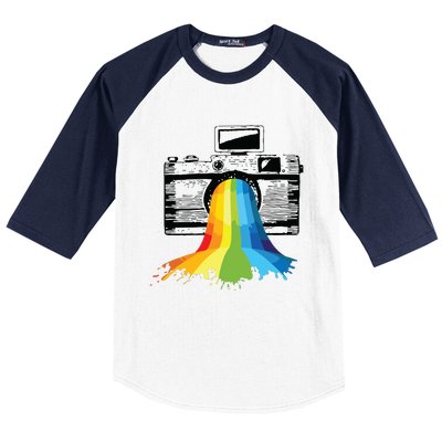 Photography Art Camera Rainbow Photographer Gift Baseball Sleeve Shirt