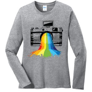 Photography Art Camera Rainbow Photographer Gift Ladies Long Sleeve Shirt