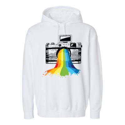 Photography Art Camera Rainbow Photographer Gift Garment-Dyed Fleece Hoodie