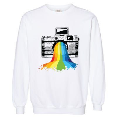 Photography Art Camera Rainbow Photographer Gift Garment-Dyed Sweatshirt