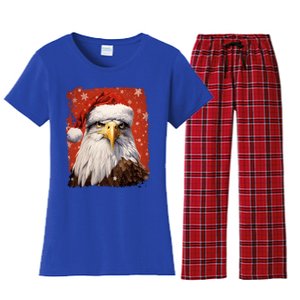 Pop Art Colorful Christmas Bald Eagle Gift Women's Flannel Pajama Set