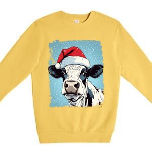 Pop Art Colorful Cow Christmas Gift Premium Crewneck Sweatshirt