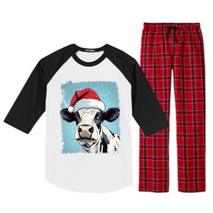 Pop Art Colorful Cow Christmas Gift Raglan Sleeve Pajama Set