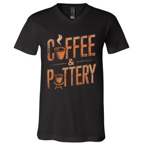 Pottery And Coffee Ceramic Artist V-Neck T-Shirt