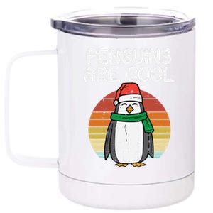 Penguins Are Cool Funny Animal Christmas Pjs Xmas Pajamas Gift 12 oz Stainless Steel Tumbler Cup