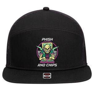 P.H.I.S.H And Chips Funny Hacker 7 Panel Mesh Trucker Snapback Hat