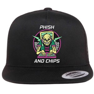 P.H.I.S.H And Chips Funny Hacker Flat Bill Trucker Hat