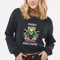 P.H.I.S.H And Chips Funny Hacker Cropped Pullover Crew