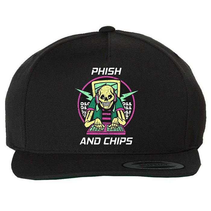 P.H.I.S.H And Chips Funny Hacker Wool Snapback Cap