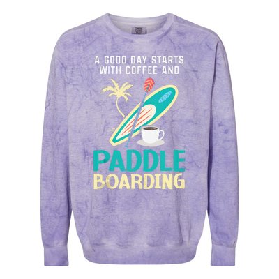 Paddleboard And Coffee Standup Paddleboarding Caffeine Colorblast Crewneck Sweatshirt