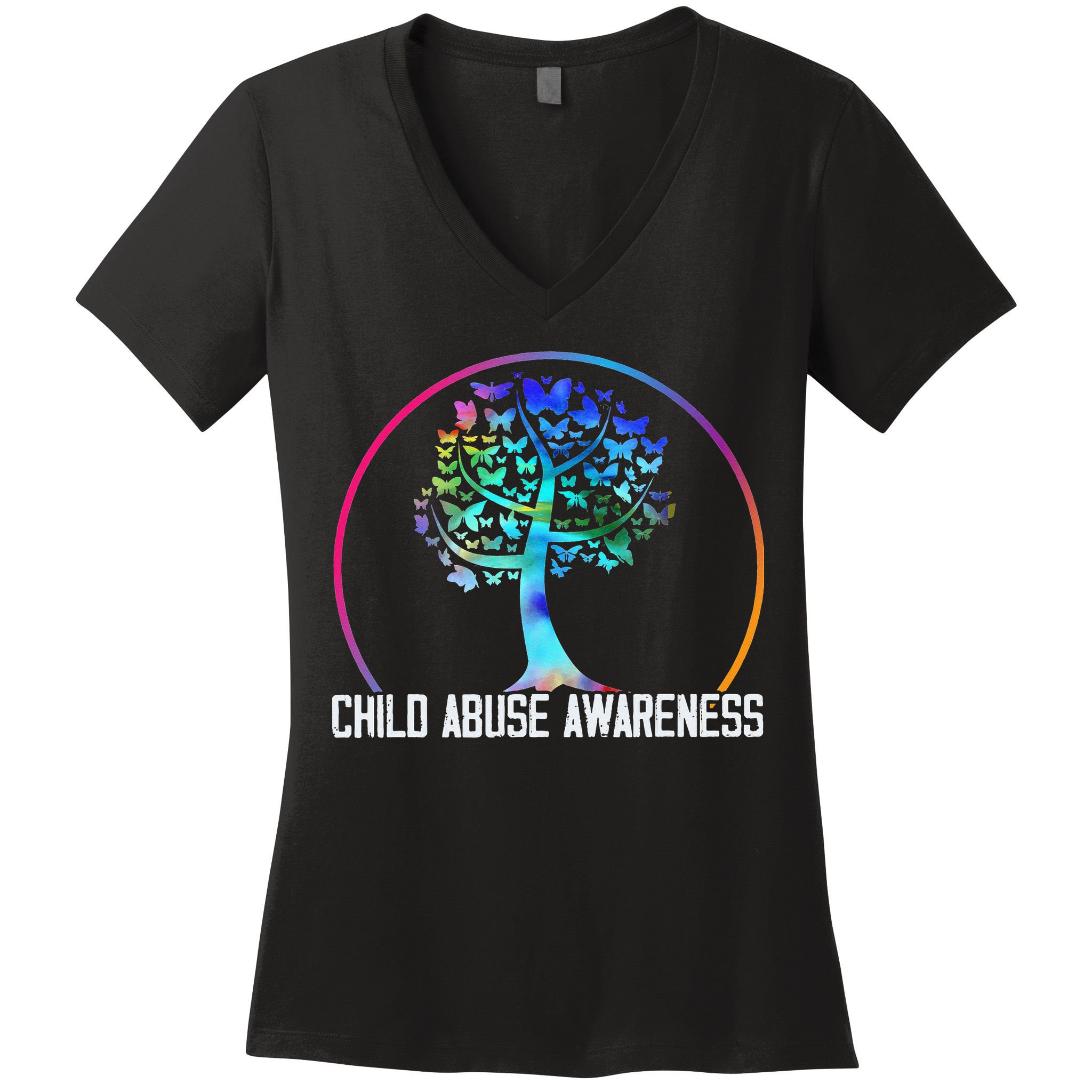 Protect All Child Abuse Prevention Awareness Month Women's V-Neck T-Shirt